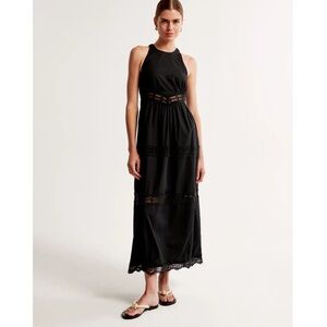 Abercrombie & Fitch Black Maxi Dress with Lace Insets XSP